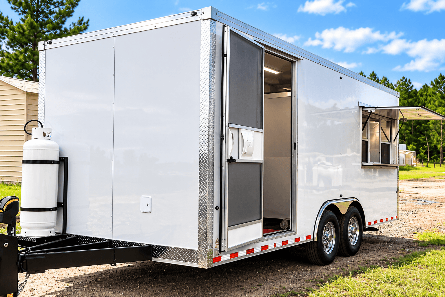 Completed commercial trailer at the end of the build progression