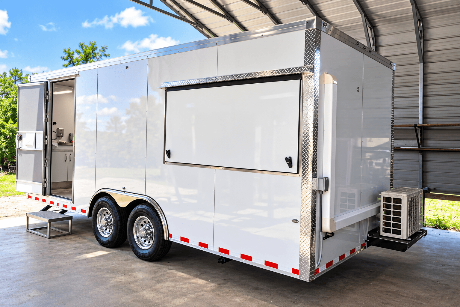 Commercial trailer during equipment and interior fit-out